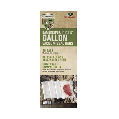 Weston Mossy Oak Gamekeeper 11″ x 16″ Gallon Vacuum Seal Bags, BPA Free, 20 Pack