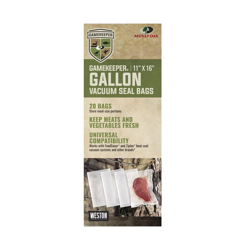 Weston Mossy Oak Gamekeeper 11″ x 16″ Gallon Vacuum Seal Bags, BPA Free, 20 Pack