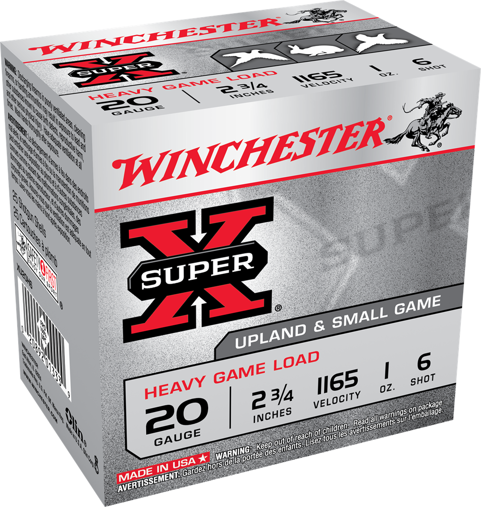 Winchester Super-X Heavy 20 Gauge 2-3/4&quot; 1 oz 1165 fps, #6 Lead Shot