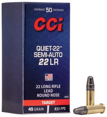 CCI 22 LR  45 Grain Quiet-22 Semi-Auto Lead Round Nose