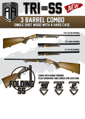 Revolution Armory TRI-SS 410/20/12 Gauge 3 Barrel Combo Single Shot Shotgun