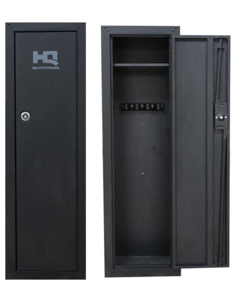 HQ Outfitters Ready To Assemble 8 Gun Cabinet, 55″X17″X12″ Key Lock Black