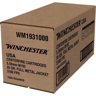 Winchester 5.56mm Nato 55 Grain Full Metal Jacket 1000 Round Bulk