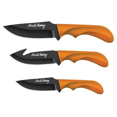 Uncle Henry 3-Piece Fixed Blade Knives Combo Orange Handle