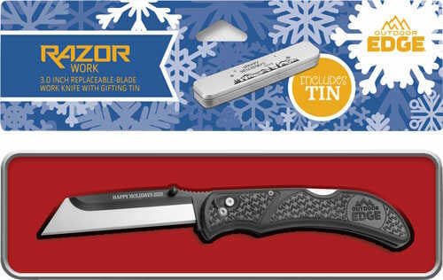Outdoor Edge Outdoor Edge Razor-Work 3&quot; Blade, Black With Gift Tin