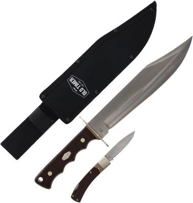 Schrade Old Timer Bowie Knife &amp; Lockback Folder Black Polymer