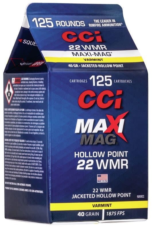 CCI 22 Mag 40 Grain JHP Maxi Mag 125 Rounds