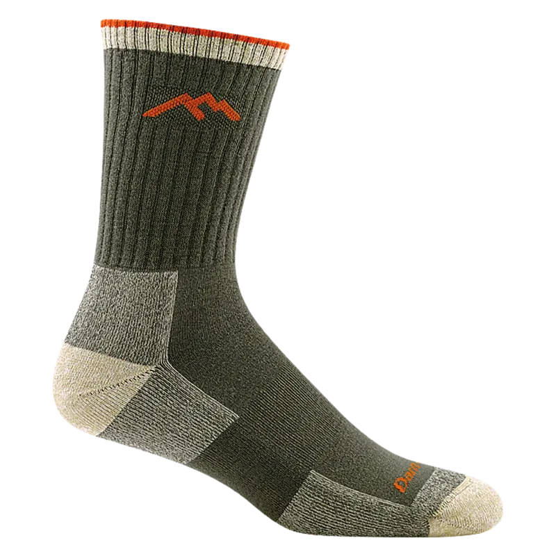 Darn Tough Men&#39;s Coolmax Hiker Micro Crew Midweight Hiking Socks Cushion Medium (Men&#39;s 8-9.5) Olive
