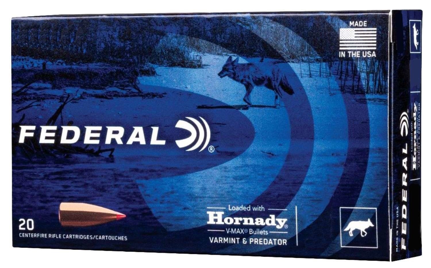 Federal Varmint &amp; Predator 22-250 Rem 55 Grain Hornady V-Max