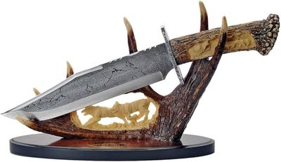 SZCO 15.25&quot; Wolf Antler Knife with Display Holder