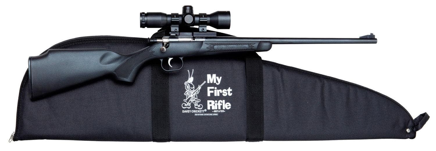 Keystone Cricket Single Shot, Blued, Synthetic Stock with Scope &amp; Case 22 LR Black