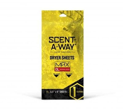 Hunters Specialties Scent-A-Way MAX Hunting Odourless Dryer Sheets, 6.5 x 9-in, 15-pk