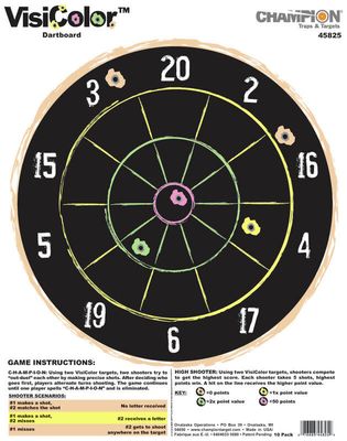 Champion Adhesive Visicolor Dart Board Targets 10/Pack