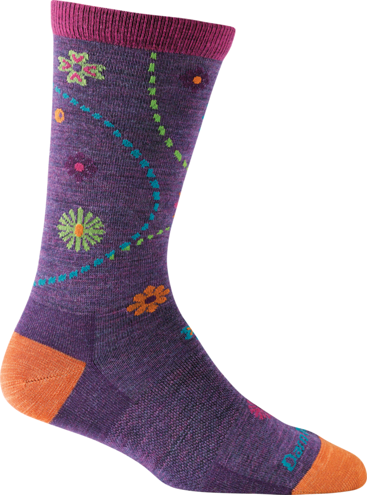 Darn Tough Women&#39;s Garden Crew Lightweight Lifestyle Sock, Cushioning: No Cushion, Size: Small (Women&#39;s 4.5-7), Colour: Plum