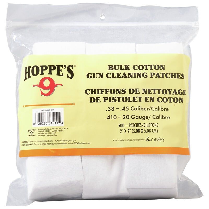 Hoppe&#39;s #9 Bulk Cotton Gun Cleaning Patches, Caliber: .270 to .35 Cal