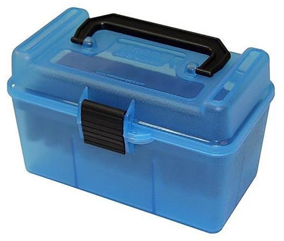 MTM Case-Gard Deluxe H-50 Rifle Ammunition Boxes, Color: Clear Blue (24), Size: H50-RS