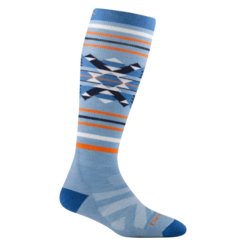 Darn Tough Women&#39;s Snowscape Over-the-Calf Lightweight Ski &amp; Snowboard Sock, Color: Bluebird, Size: Small (Women&#39;s 4.5-7)