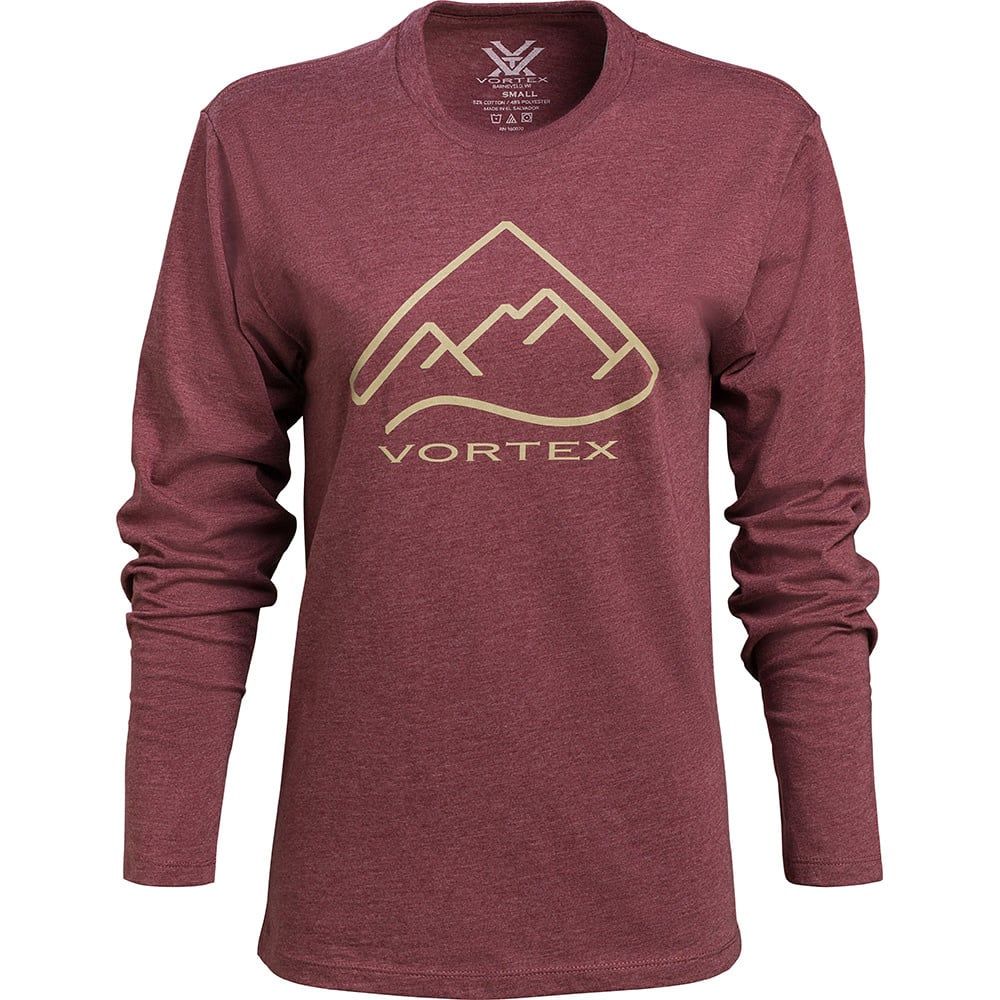 Vortex Women&#39;s Long Sleeve T Shirt, Size: Small, Colour: Burgundy Alpine Line