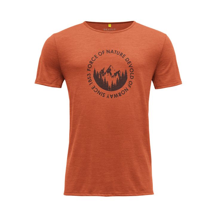 Devold Leira Man Tee, Size: Medium, Colour: Brick