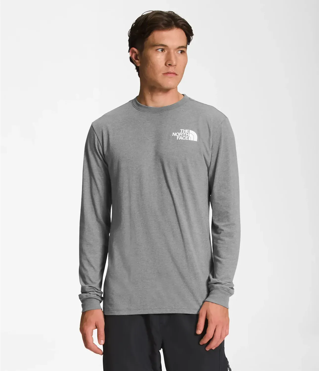 The North Face Men&#39;s Long Sleeve Box NSE TEE, Size: Medium, Colour: TNF Medium Grey Heather/TNF Black
