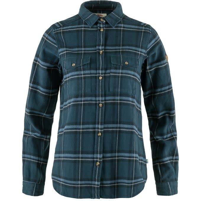 FjallRaven Women&#39;s Ovik Heavy Flannel Shirt, Size: Medium, Colour: Indigo Blue-Dark Navy