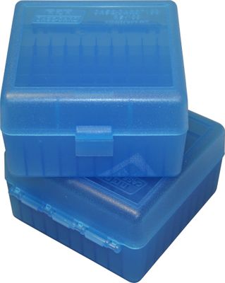 MTM Case-Gard RS-100 Series Rifle Flip Top Ammo Boxes, Color: Clear Blue, Size: RS-100