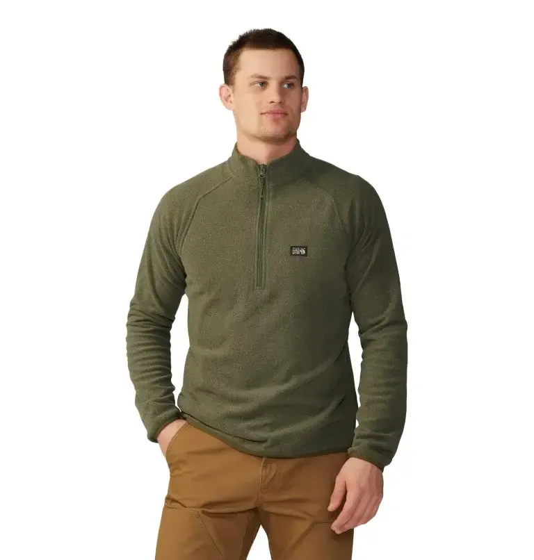 Mountain Hardwear Men&#39;s Microchill 1/4 Zip Pullover (Pre 2024), Size: Medium, Colour: Surplus Green Heather