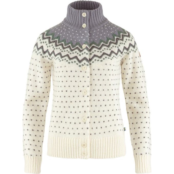 FjallRaven Women&#39;s Ovik Knit Cardigan, Size: Small, Colour: Chalk White-Flint Grey