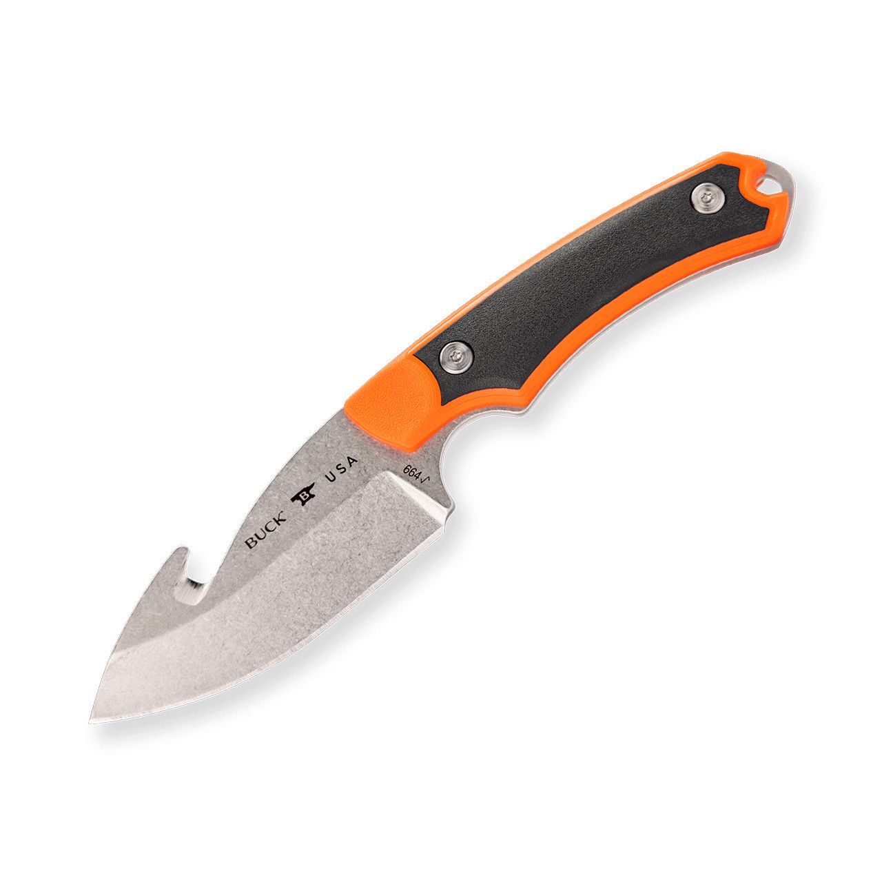 Buck  664 Alpha Hunter Select w/Guthook Fixed Blade Knife, Color: Orange