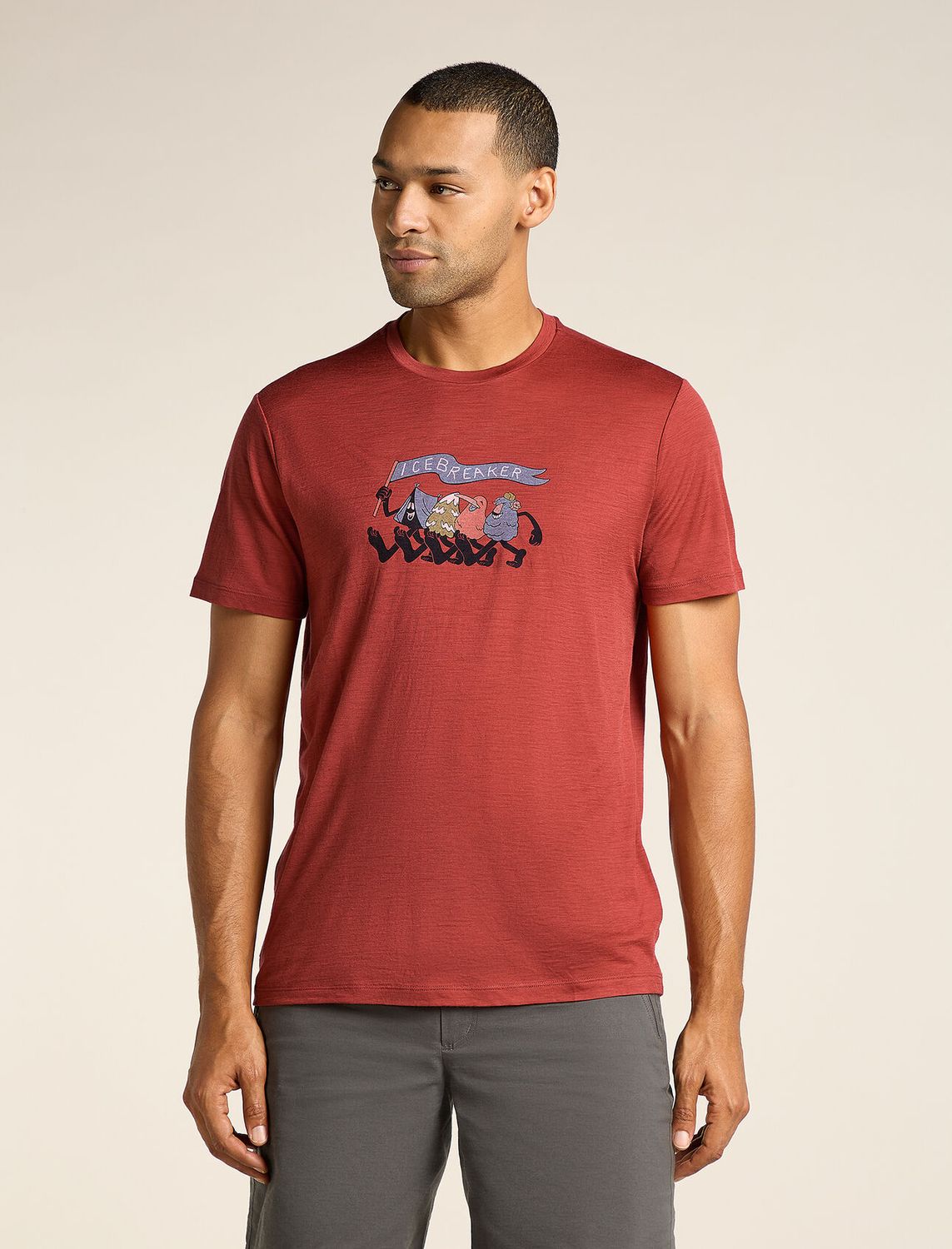Icebreaker Men&#39;s Merino 150 Tech Lite Short Sleeve T-Shirt Hike Together, Size: Small, Colour: Jasper
