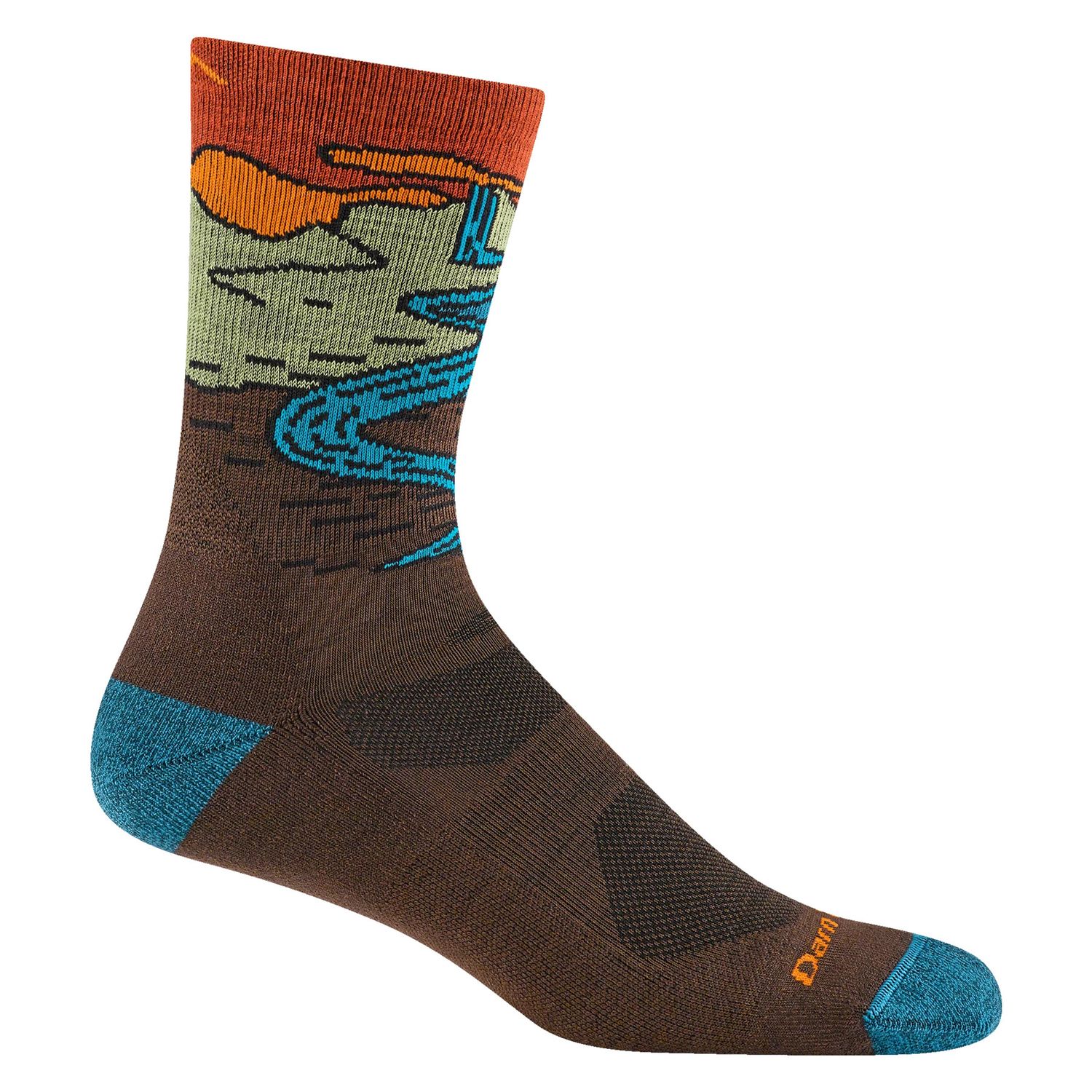 Darn Tough Men&#39;s Chasing Waterfalls Micro Crew Lightweight Hiking Sock, Color: Earth, Size: Medium