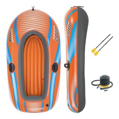 Bestway H2O Go! Kondor 2000 77&quot;x45&quot; Inflatable Raft Boat Set with Oars &amp; Pump