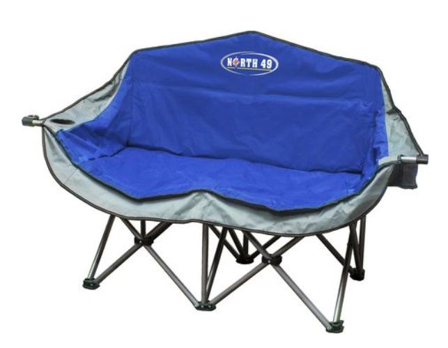 North 49 Deluxe Folding Loveseat 61x39.5 w/Cup/Can and Wine Glass Holder