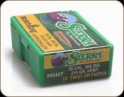 Sierra Hollow-Point (HPBT) MATCHKING Bullets 30 Cal (.308 Dia) 210 Grain
