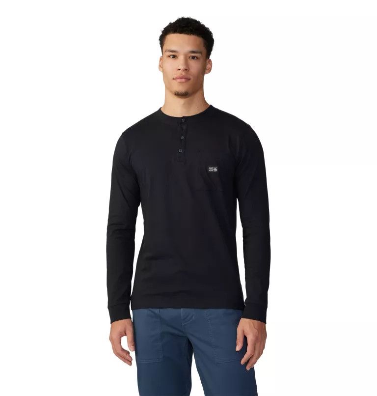 Mountain Hardwear Men&#39;s Cotton Ridge Long Sleeve Henley Double Extra Large Black