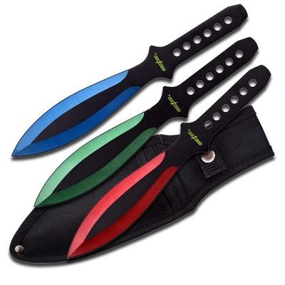 Perfect Point Three Multicolor Throwing Knives 3 Pack