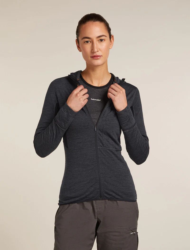Icebreaker Women&#39;s Merino Blend 200 Realfleece Descender Long Sleeve Zip Hoodie