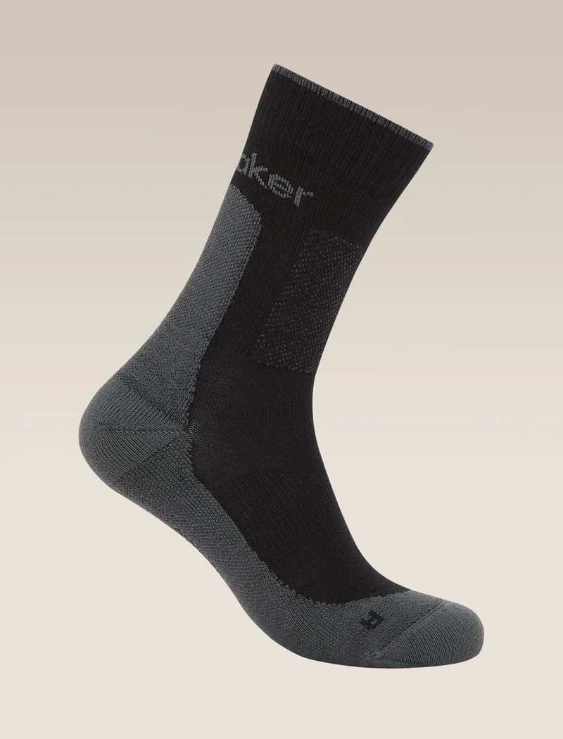 Icebreaker Men&#39;s Merino Hike+ Medium Crew Socks, Size: Small, Colour: Black/Obsidian