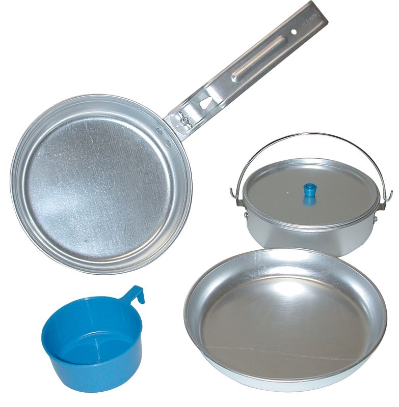 World Famous 5 Piece Camping/Mess Kit, Aluminum, Bright Polished