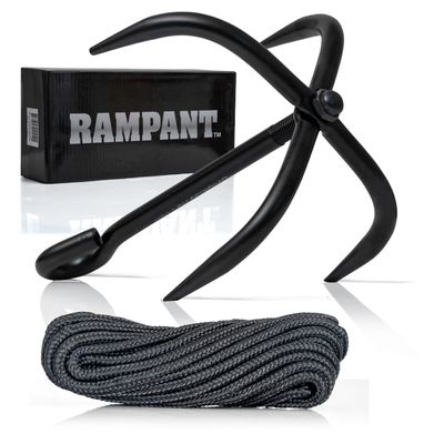 Maxam Rampant Grappling Hook with Rope, Camping Supplies, Survival Gear