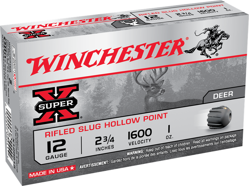 Winchester Super X 12 Gauge, 2-3/4", 1 oz, 1600 fps, Lead Rifle Slug, 5 Rd/bx