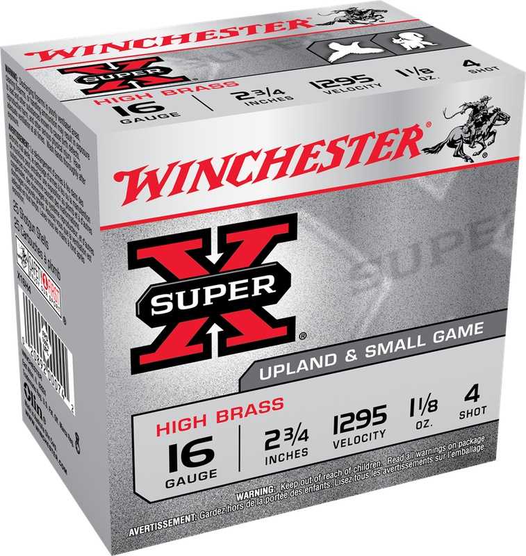 Winchester Super X High Brass Game Load 16 Gauge 2-3/4" 1-1/8 oz #4 Lead Shot Winchester Super X High Brass Game Load 16 Gauge 2-3/4" 1-1/8 oz #4 Lead Shot