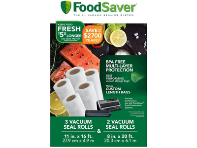 Tilia Foodsaver 5 Pack Rolls (3 of 11"x16' & 2 of 8"x20') Tilia Foodsaver 5 Pack Rolls (3 of 11"x16' & 2 of 8"x20')