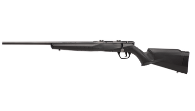 Savage B22 F Rimfire Bolt-Action Rifle, Black Synthetic Stock, Blued, Left Hand, 22 WMR