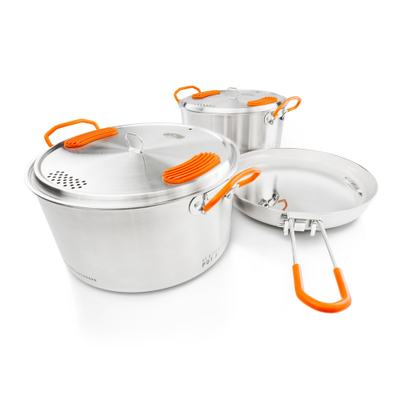 GSI Glacier Stainless Base Camper Medium Pot Set GSI Glacier Stainless Base Camper Medium Pot Set