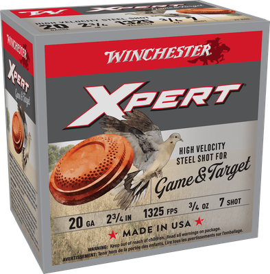 Winchester Xpert High Velocity 20 Gauge 2-3/4" 3/4 oz 1165 fps, #7 Steal Shot Winchester Xpert High Velocity 20 Gauge 2-3/4" 3/4 oz 1165 fps, #7 Steal Shot