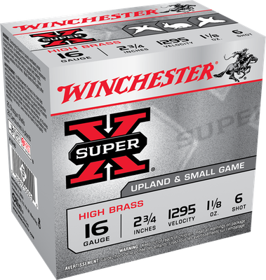 Winchester Super-X High Brass 16 Gauge 2 3/4" 1 1/8"oz #6 Lead Shot Winchester Super-X High Brass 16 Gauge 2 3/4" 1 1/8"oz #6 Lead Shot