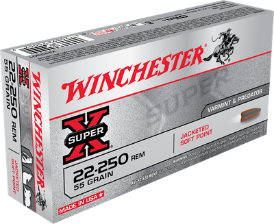 Winchester Super-X Rifle 22-250 Remington 55 Grain Pointed Soft Point Winchester Super-X Rifle 22-250 Remington 55 Grain Pointed Soft Point
