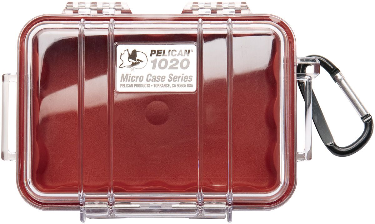 Pelican Products 1020 Micro Case, Colour: Red w/transparent lid
