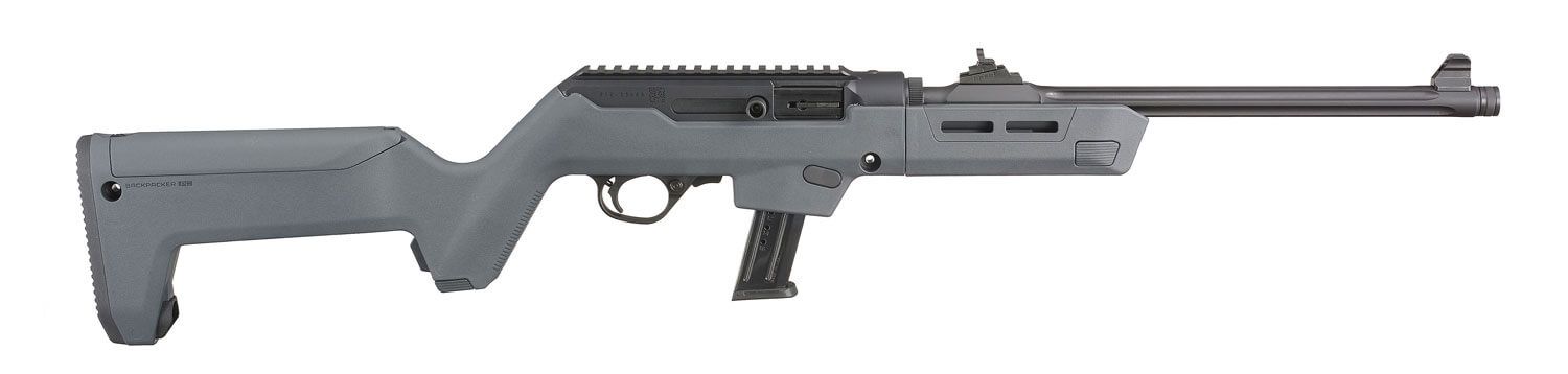 Ruger PC Carbine Semi Auto Rifle w/ Grey Magpul PC Backpacker Stock, 18.6" Barrel 9mm Luger